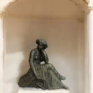 1880s Victorian Art Nouveau Sculpture of Muse with Harp